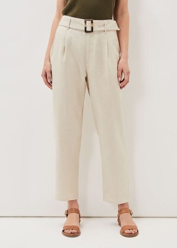 Phase Eight Hazel Linen Tapereds Trousers Grey Australia | KP3071482